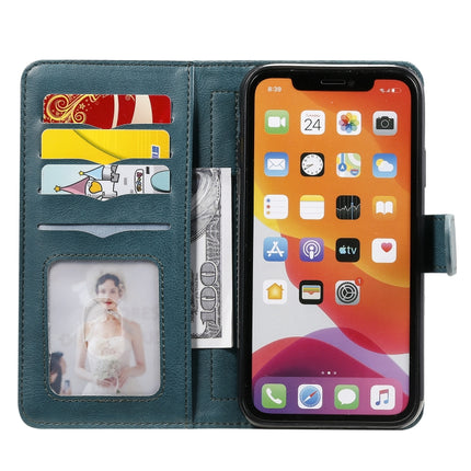 For iPhone 11 Multifunctional Magnetic Copper Buckle Horizontal Flip Solid Color Leather Case with 10 Card Slots & Wallet & Holder & Photo Frame(Dark Green)-garmade.com