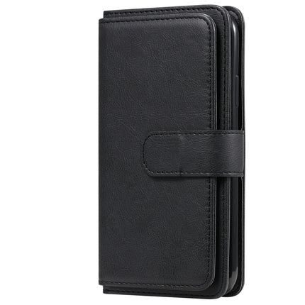 For iPhone 11 Multifunctional Magnetic Copper Buckle Horizontal Flip Solid Color Leather Case with 10 Card Slots & Wallet & Holder & Photo Frame(Black)-garmade.com