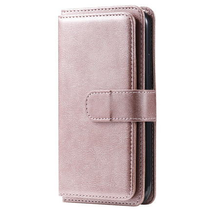 For iPhone 11 Multifunctional Magnetic Copper Buckle Horizontal Flip Solid Color Leather Case with 10 Card Slots & Wallet & Holder & Photo Frame(Rose Gold)-garmade.com