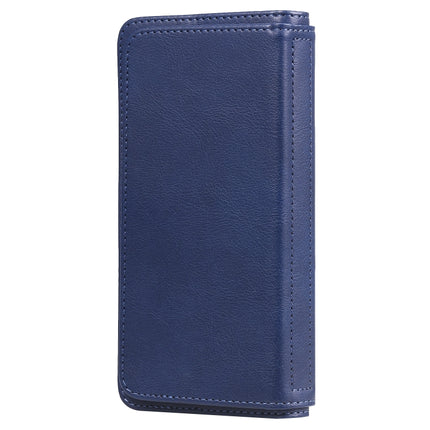For iPhone 11 Pro Max Multifunctional Magnetic Copper Buckle Horizontal Flip Solid Color Leather Case with 10 Card Slots & Wallet & Holder & Photo Frame(Dark Blue)-garmade.com