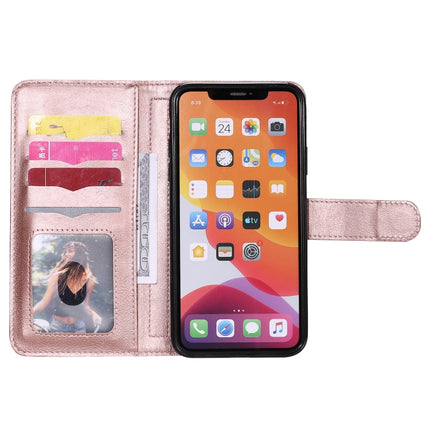For iPhone 11 Pro Max Multifunctional Magnetic Copper Buckle Horizontal Flip Solid Color Leather Case with 10 Card Slots & Wallet & Holder & Photo Frame(Rose Gold)-garmade.com