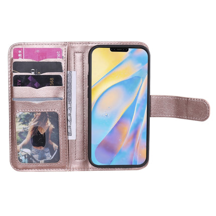 For iPhone 12 mini Multifunctional Magnetic Copper Buckle Horizontal Flip Solid Color Leather Case with 10 Card Slots & Wallet & Holder & Photo Frame(Rose Gold)-garmade.com