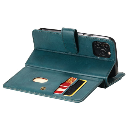Multifunctional Magnetic Copper Buckle Horizontal Flip Solid Color Leather Case with 10 Card Slots & Wallet & Holder & Photo Frame(Dark Green)-garmade.com