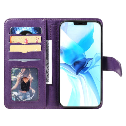 Multifunctional Magnetic Copper Buckle Horizontal Flip Solid Color Leather Case with 10 Card Slots & Wallet & Holder & Photo Frame(Purple)-garmade.com