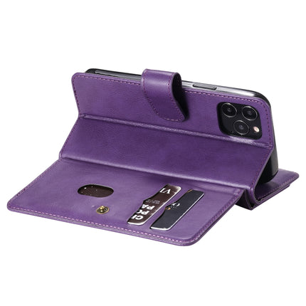 Multifunctional Magnetic Copper Buckle Horizontal Flip Solid Color Leather Case with 10 Card Slots & Wallet & Holder & Photo Frame(Purple)-garmade.com