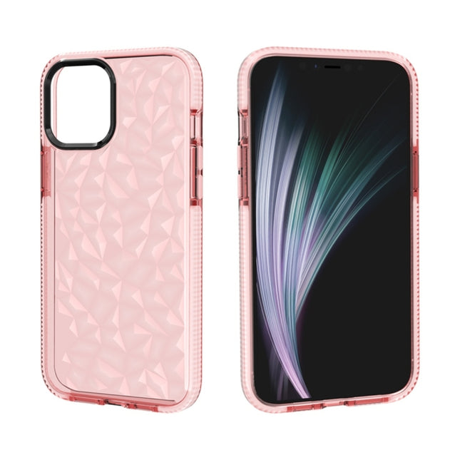 For iPhone 12 / 12 Pro Shockproof Diamond Texture TPU Protective Case(Pink)-garmade.com