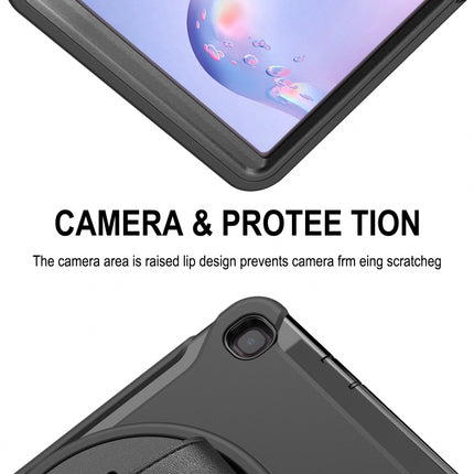 For Samsung Galaxy Tab A 8.4 (2020) T307 360 Degree Rotation PC+TPU Protective Cover with Holder & Hand Strap & Pen Slot(Black)-garmade.com