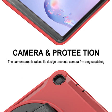 For Samsung Galaxy Tab A 8.4 (2020) T307 360 Degree Rotation PC+TPU Protective Cover with Holder & Hand Strap & Pen Slot(Red)-garmade.com