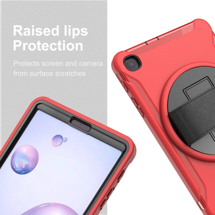 For Samsung Galaxy Tab A 8.4 (2020) T307 360 Degree Rotation PC+TPU Protective Cover with Holder & Hand Strap & Pen Slot(Red)-garmade.com