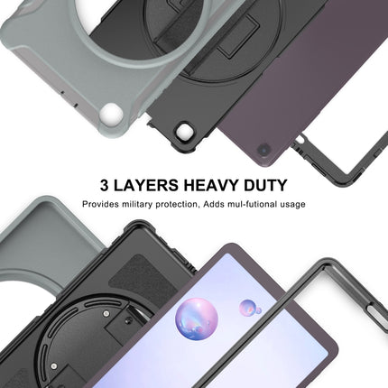 For Samsung Galaxy Tab A 8.4 (2020) T307 360 Degree Rotation PC+TPU Protective Cover with Holder & Hand Strap & Pen Slot(Gray)-garmade.com