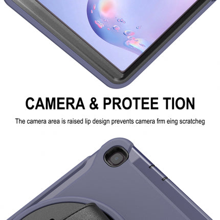 For Samsung Galaxy Tab A 8.4 (2020) T307 360 Degree Rotation PC+TPU Protective Cover with Holder & Hand Strap & Pen Slot(Blue)-garmade.com