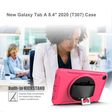 For Samsung Galaxy Tab A 8.4 (2020) T307 360 Degree Rotation PC+TPU Protective Cover with Holder & Hand Strap & Pen Slot(Rose Red)-garmade.com