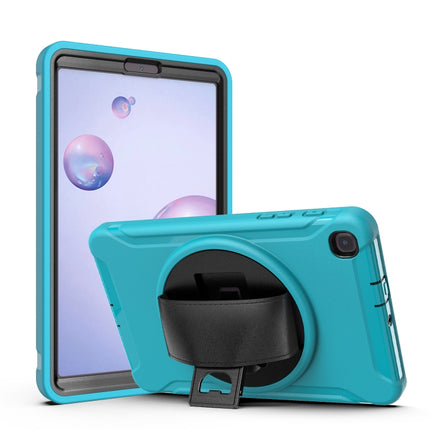 For Samsung Galaxy Tab A 8.4 (2020) T307 360 Degree Rotation PC+TPU Protective Cover with Holder & Hand Strap & Pen Slot(Light Blue)-garmade.com