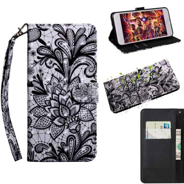 For Samsung Galaxy Note20 3D Painted Pattern Horizontal Flip TPU + PU Leather Case with Holder & Card Slots & Wallet & Lanyard(Black Lace)-garmade.com