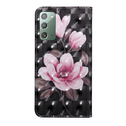 For Samsung Galaxy Note20 3D Painted Pattern Horizontal Flip TPU + PU Leather Case with Holder & Card Slots & Wallet & Lanyard(Pink Flower)-garmade.com