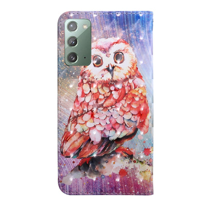 For Samsung Galaxy Note20 3D Painted Pattern Horizontal Flip TPU + PU Leather Case with Holder & Card Slots & Wallet & Lanyard(Color Owl)-garmade.com