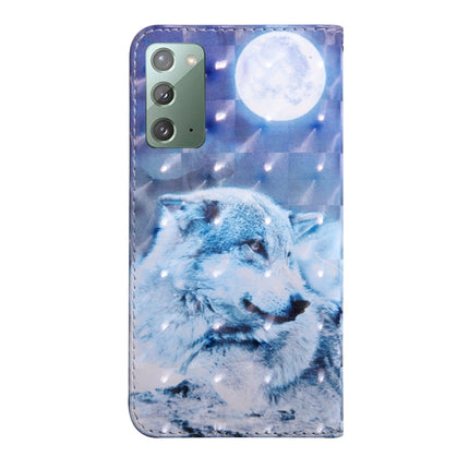 For Samsung Galaxy Note20 3D Painted Pattern Horizontal Flip TPU + PU Leather Case with Holder & Card Slots & Wallet & Lanyard(Moon Wolf)-garmade.com