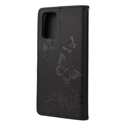 For Samsung Galaxy Note20 Butterflies Embossing Horizontal Flip Leather Case with Holder & Card Slots & Wallet(Black)-garmade.com