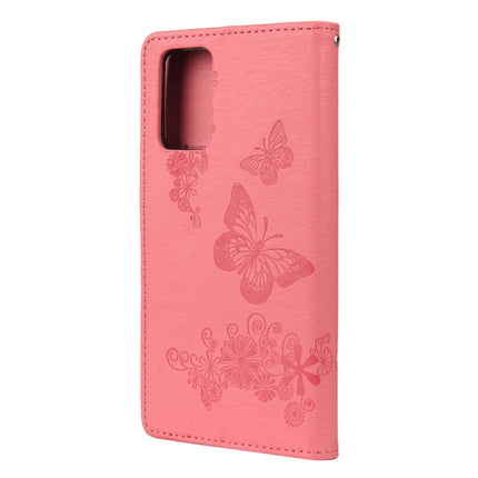 For Samsung Galaxy Note20 Butterflies Embossing Horizontal Flip Leather Case with Holder & Card Slots & Wallet(Pink)-garmade.com