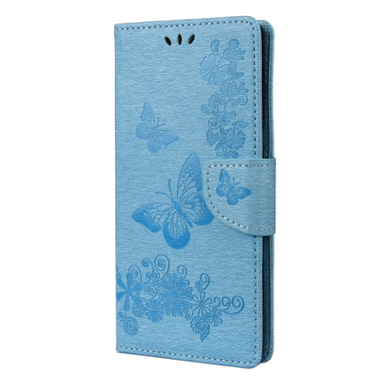 For Samsung Galaxy Note20 Butterflies Embossing Horizontal Flip Leather Case with Holder & Card Slots & Wallet(Blue)-garmade.com