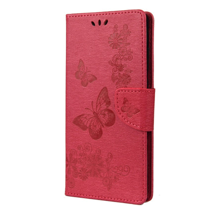 For Samsung Galaxy Note20 Butterflies Embossing Horizontal Flip Leather Case with Holder & Card Slots & Wallet(Red)-garmade.com