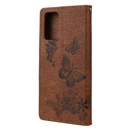 For Samsung Galaxy Note20 Butterflies Embossing Horizontal Flip Leather Case with Holder & Card Slots & Wallet(Brown)-garmade.com