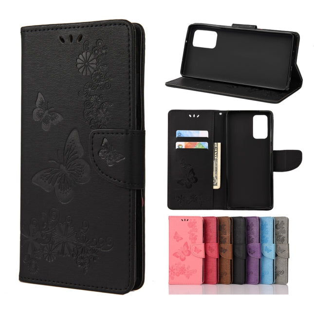 For Samsung Galaxy Note20 Ultra Butterflies Embossing Horizontal Flip Leather Case with Holder & Card Slots & Wallet(Black)-garmade.com