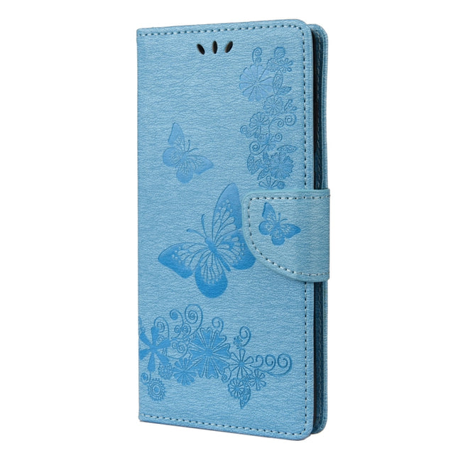 For Samsung Galaxy Note20 Ultra Butterflies Embossing Horizontal Flip Leather Case with Holder & Card Slots & Wallet(Blue)-garmade.com
