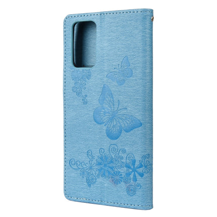 For Samsung Galaxy Note20 Ultra Butterflies Embossing Horizontal Flip Leather Case with Holder & Card Slots & Wallet(Blue)-garmade.com