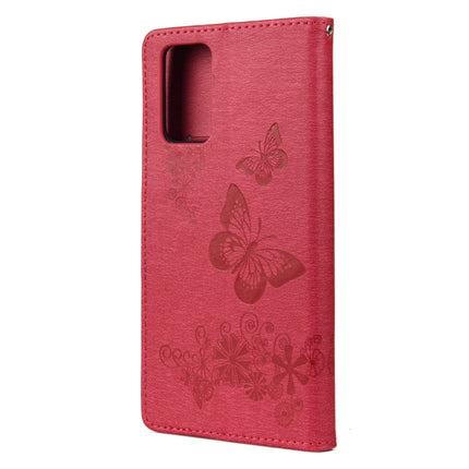 For Samsung Galaxy Note20 Ultra Butterflies Embossing Horizontal Flip Leather Case with Holder & Card Slots & Wallet(Red)-garmade.com