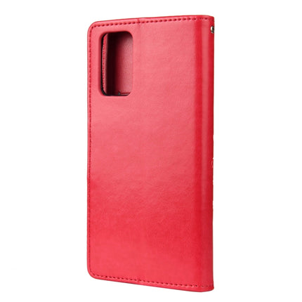 For Samsung Galaxy Note20 Butterfly Flower Embossing Horizontal Flip Leather Case with Holder & Card Slots & Wallet(Red)-garmade.com