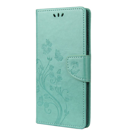 For Samsung Galaxy Note20 Butterfly Flower Embossing Horizontal Flip Leather Case with Holder & Card Slots & Wallet(Green)-garmade.com