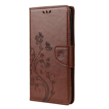 For Samsung Galaxy Note20 Ultra Butterfly Flower Embossing Horizontal Flip Leather Case with Holder & Card Slots & Wallet(Brown)-garmade.com