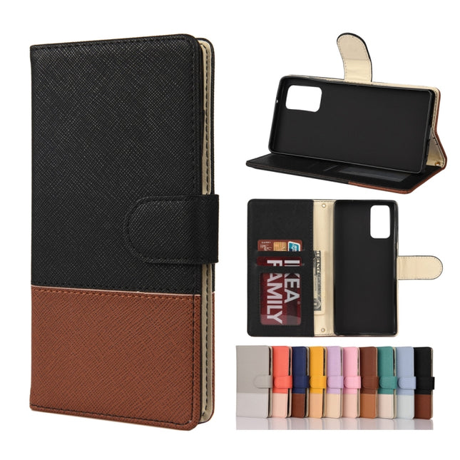 For Samsung Galaxy Note20 Color Splicing Horizontal Flip Leather Case with Holder & Card Slots & Wallet & Photo Frame(Black)-garmade.com