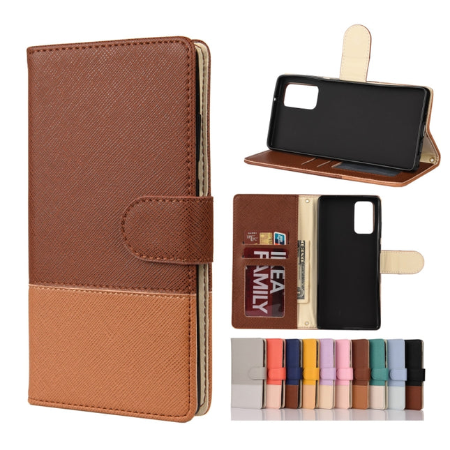 For Samsung Galaxy Note20 Color Splicing Horizontal Flip Leather Case with Holder & Card Slots & Wallet & Photo Frame(Brown)-garmade.com