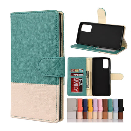 For Samsung Galaxy Note20 Color Splicing Horizontal Flip Leather Case with Holder & Card Slots & Wallet & Photo Frame(Green)-garmade.com