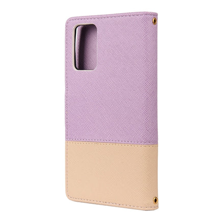 For Samsung Galaxy Note20 Color Splicing Horizontal Flip Leather Case with Holder & Card Slots & Wallet & Photo Frame(Purple)-garmade.com