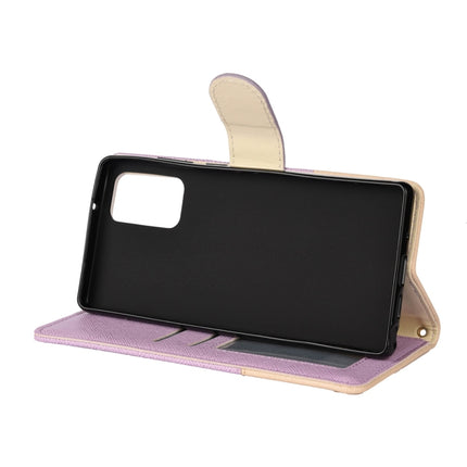 For Samsung Galaxy Note20 Color Splicing Horizontal Flip Leather Case with Holder & Card Slots & Wallet & Photo Frame(Purple)-garmade.com