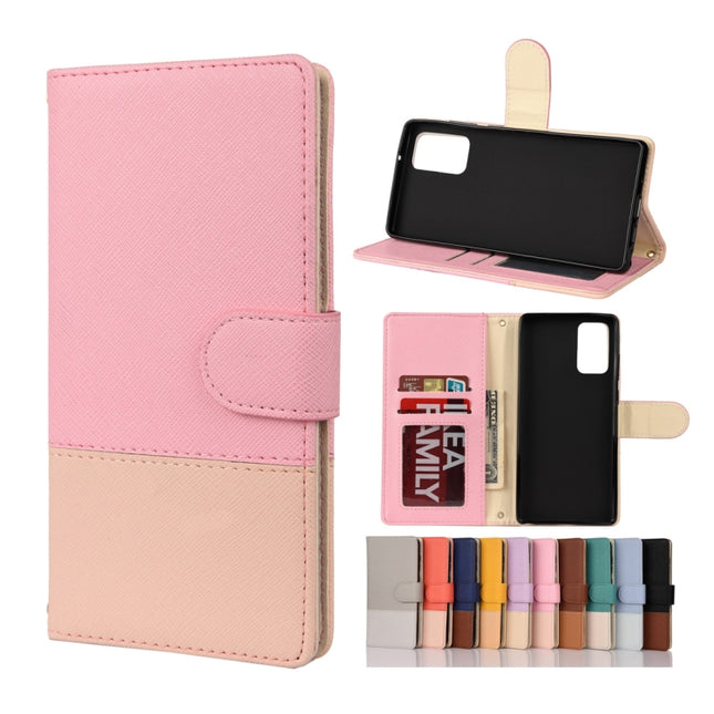 For Samsung Galaxy Note20 Ultra Color Splicing Horizontal Flip Leather Case with Holder & Card Slots & Wallet & Photo Frame(Pink)-garmade.com
