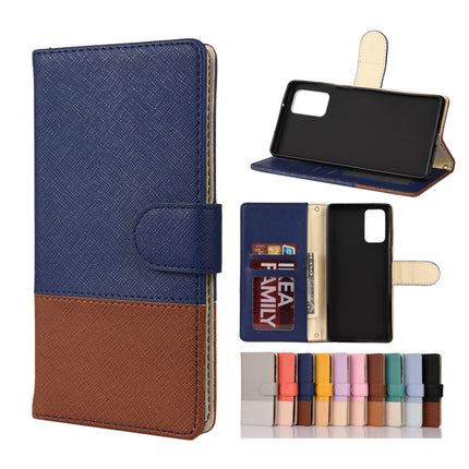 For Samsung Galaxy Note20 Ultra Color Splicing Horizontal Flip Leather Case with Holder & Card Slots & Wallet & Photo Frame(Dark Blue)-garmade.com
