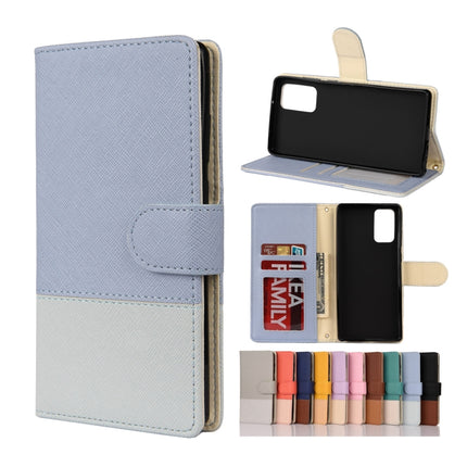 For Samsung Galaxy Note20 Ultra Color Splicing Horizontal Flip Leather Case with Holder & Card Slots & Wallet & Photo Frame(Light Blue)-garmade.com