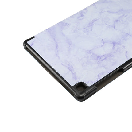 For Samsung Galaxy Tab A7 T505 Marble Texture Pattern Horizontal Flip Leather Case, with Three-folding Holder & Sleep / Wake-up(Purple)-garmade.com