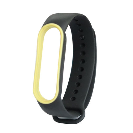 For Xiaomi Mi Band 5 Two-color TPE Replacement Strap Watchband(Black+Yellow)-garmade.com