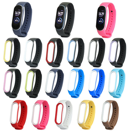 For Xiaomi Mi Band 5 Two-color TPE Replacement Strap Watchband(Black+Yellow)-garmade.com