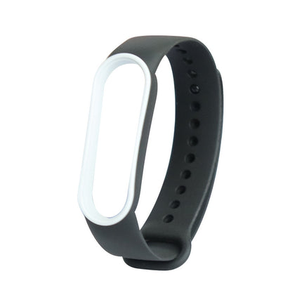 For Xiaomi Mi Band 5 Two-color TPE Replacement Strap Watchband(Black+White)-garmade.com