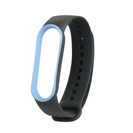 For Xiaomi Mi Band 5 Two-color TPE Replacement Strap Watchband(Black+Blue)-garmade.com