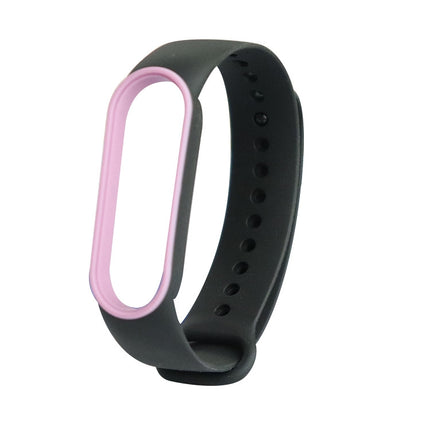 For Xiaomi Mi Band 5 Two-color TPE Replacement Strap Watchband(Black+Pink)-garmade.com