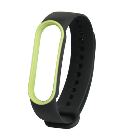 For Xiaomi Mi Band 5 Two-color TPE Replacement Strap Watchband(Black+Green)-garmade.com