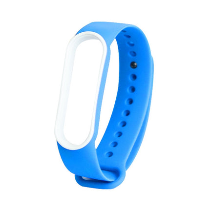 For Xiaomi Mi Band 5 Two-color TPE Replacement Strap Watchband(Light Blue+White)-garmade.com