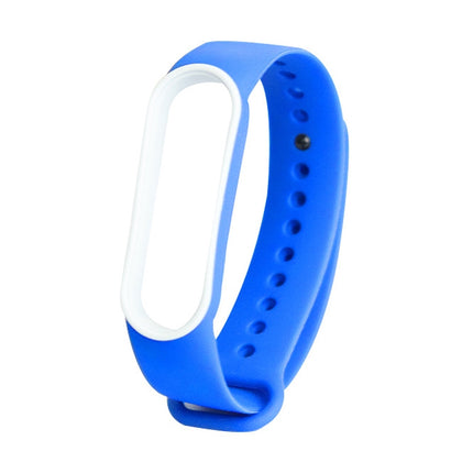 For Xiaomi Mi Band 5 Two-color TPE Replacement Strap Watchband(Dark Blue+White)-garmade.com